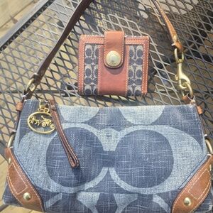 Coach Denim and Tan Shoulder Bag